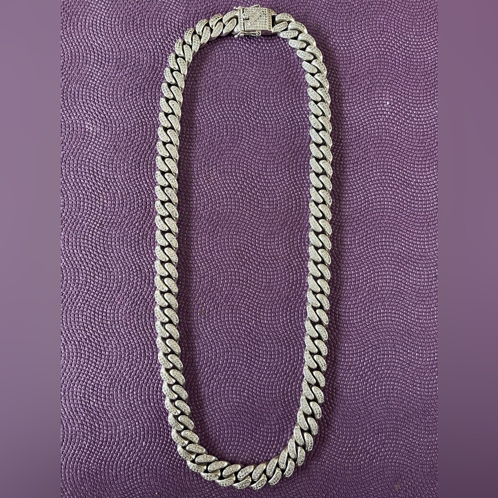White gold 12mm iced out Cuban link chain
